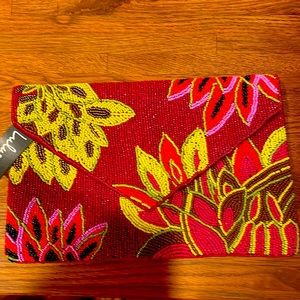 Beaded clutch with chain strap